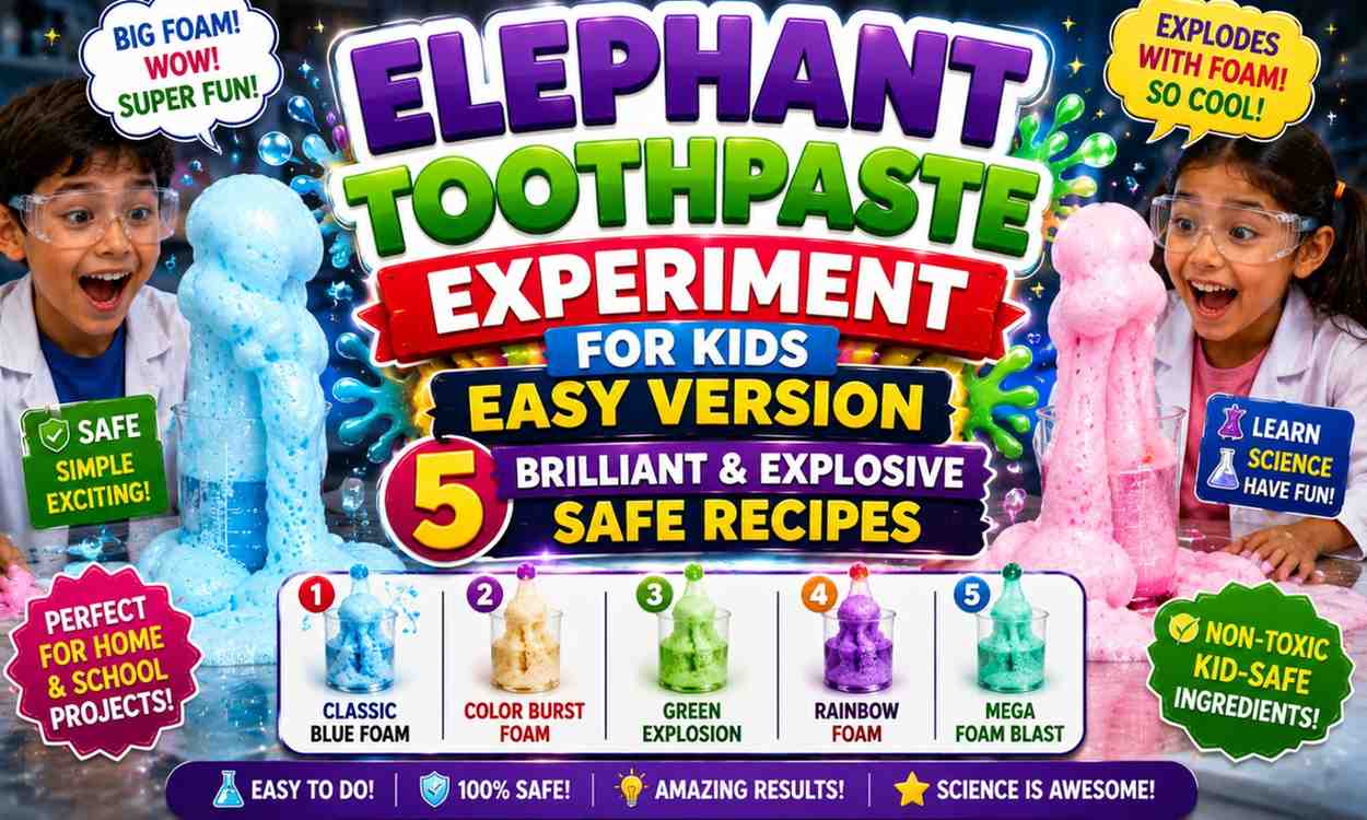 Elephant Toothpaste Experiment for Kids Easy Version — 5 Brilliant & Explosive Safe Recipes