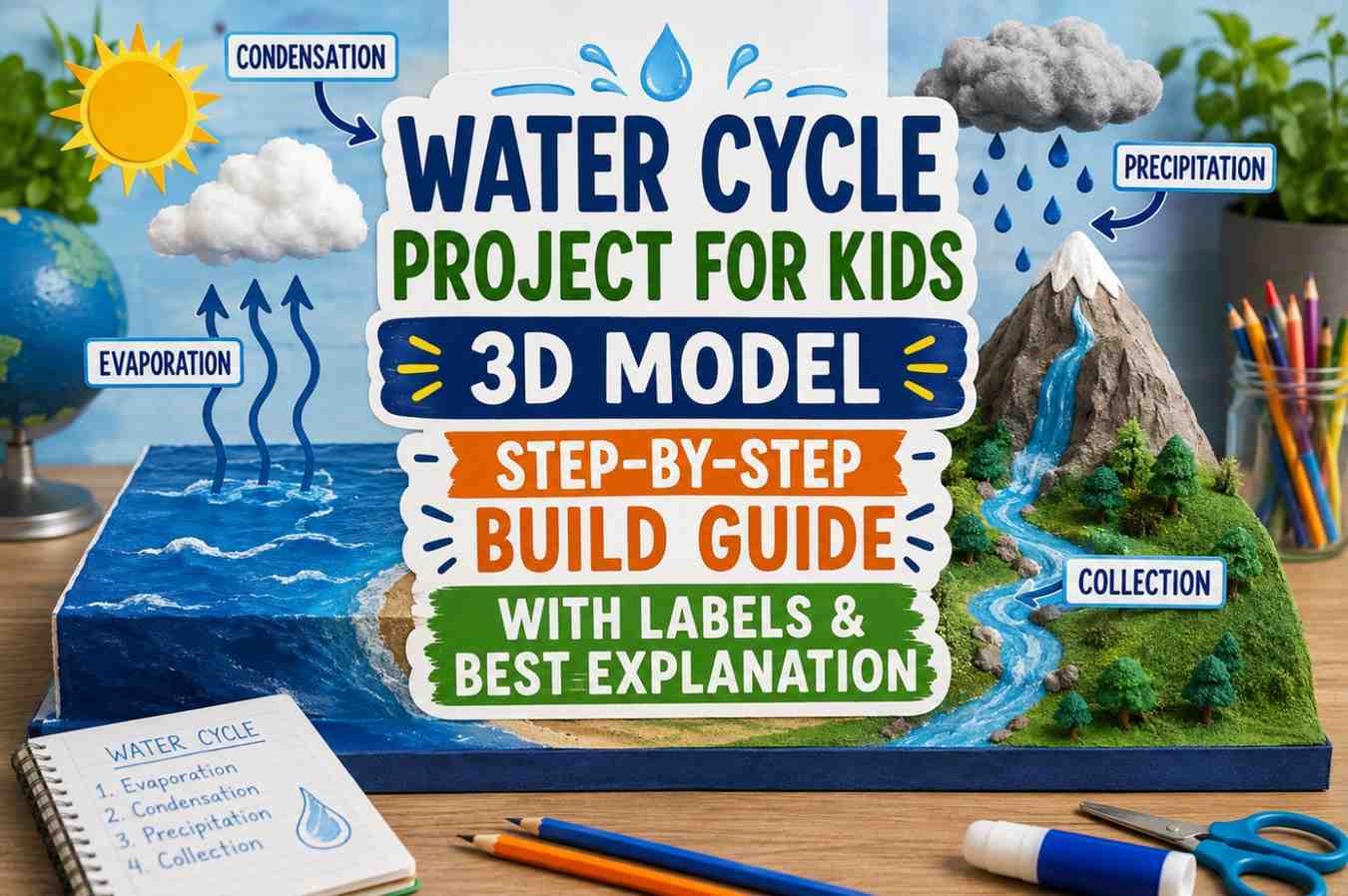 Water Cycle Project for Kids 3D Model — Step-by-Step Build Guide With Labels & Best Explanation