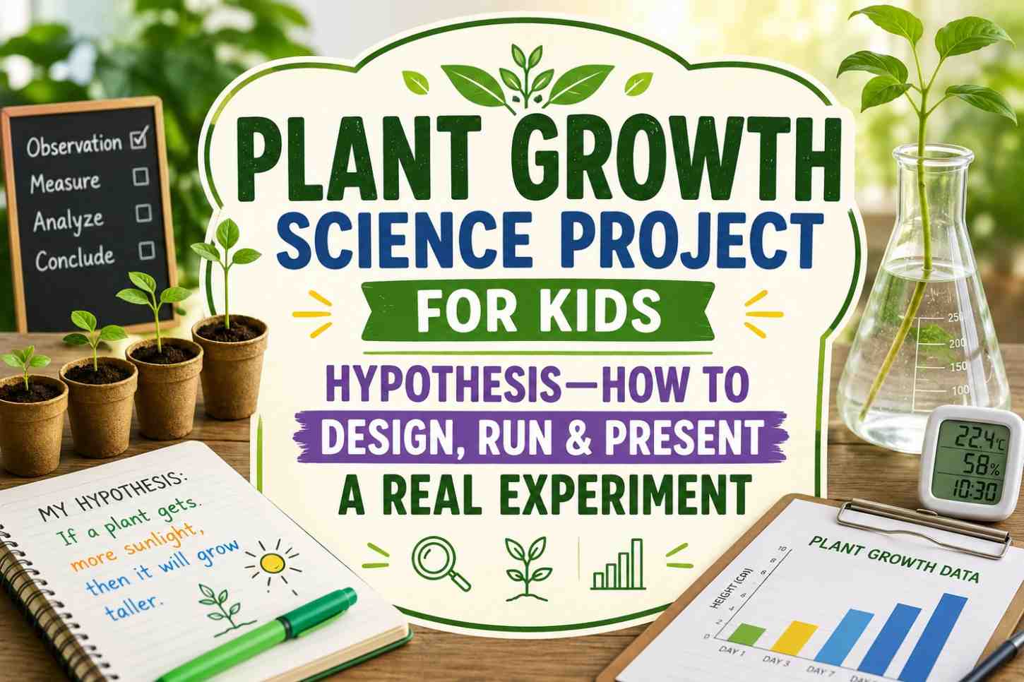 Plant Growth Science Project for Kids Hypothesis—How to Design, Run & Present a Real Experiment
